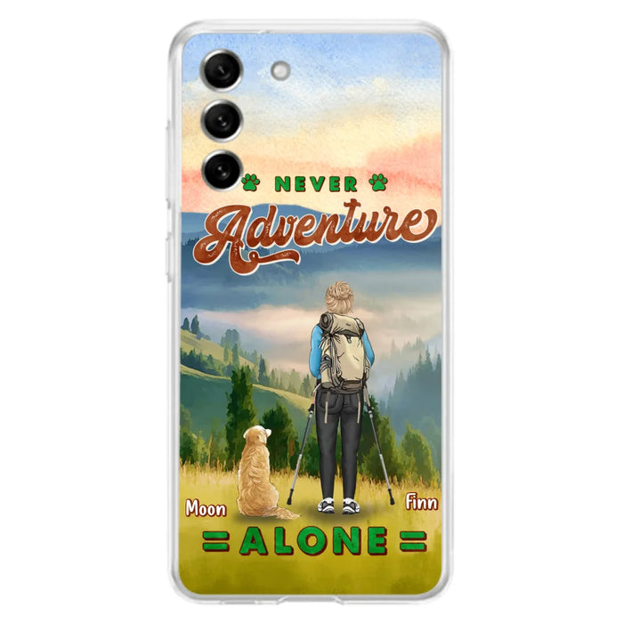 Custom Personalized Solo Hiking With Dogs Phone Case - Woman/Man With Upto 4 Dogs - Gift Idea For Hiking Lovers - Cases For iPhone and Samsung