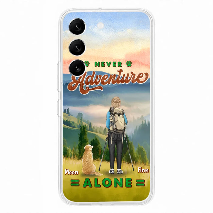 Custom Personalized Solo Hiking With Dogs Phone Case - Woman/Man With Upto 4 Dogs - Gift Idea For Hiking Lovers - Cases For iPhone and Samsung