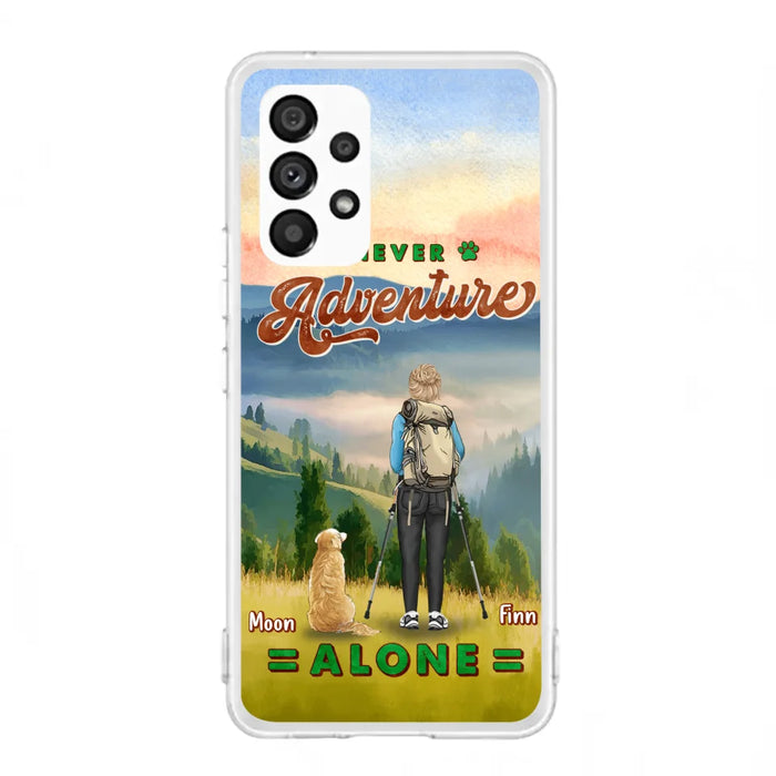 Custom Personalized Solo Hiking With Dogs Phone Case - Woman/Man With Upto 4 Dogs - Gift Idea For Hiking Lovers - Cases For iPhone and Samsung