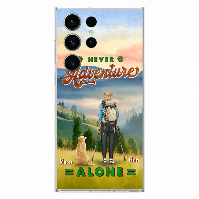 Custom Personalized Solo Hiking With Dogs Phone Case - Woman/Man With Upto 4 Dogs - Gift Idea For Hiking Lovers - Cases For iPhone and Samsung