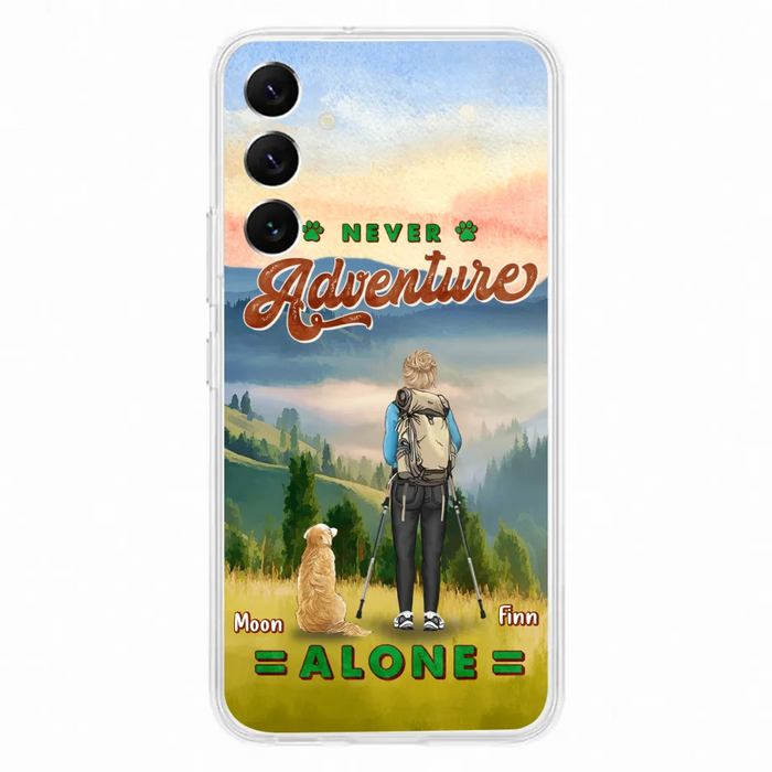 Custom Personalized Solo Hiking With Dogs Phone Case - Woman/Man With Upto 4 Dogs - Gift Idea For Hiking Lovers - Cases For iPhone and Samsung