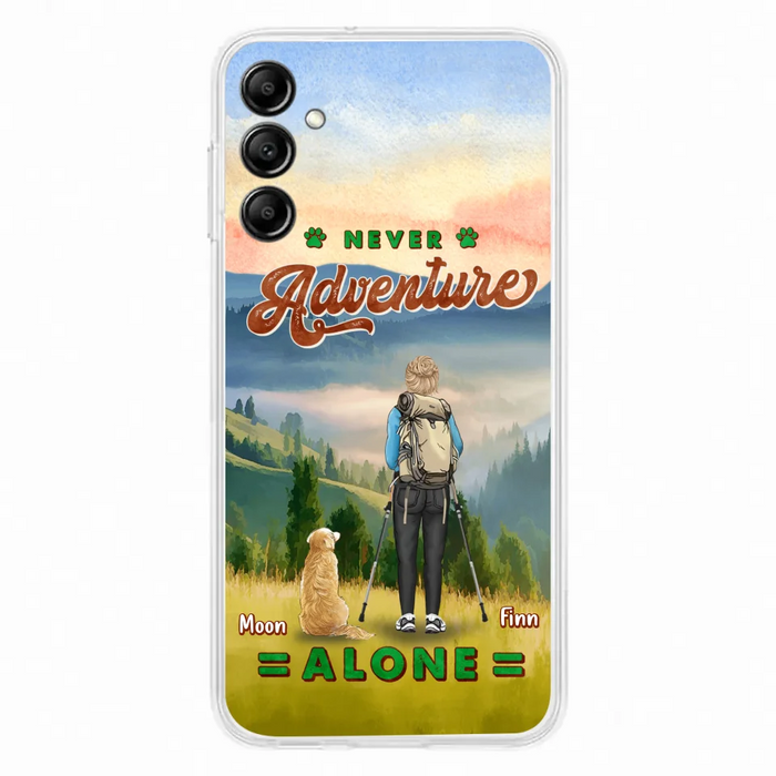 Custom Personalized Solo Hiking With Dogs Phone Case - Woman/Man With Upto 4 Dogs - Gift Idea For Hiking Lovers - Cases For iPhone and Samsung