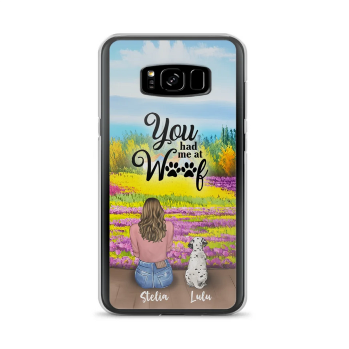 Custom Personalized Dog Mom With Flowers Background Phone Case - Gifts For Dog Lovers With Upto 4 Dogs - You Had Me At Woof - Case For iPhone, Samsung And Xiaomi - L4E2ZU