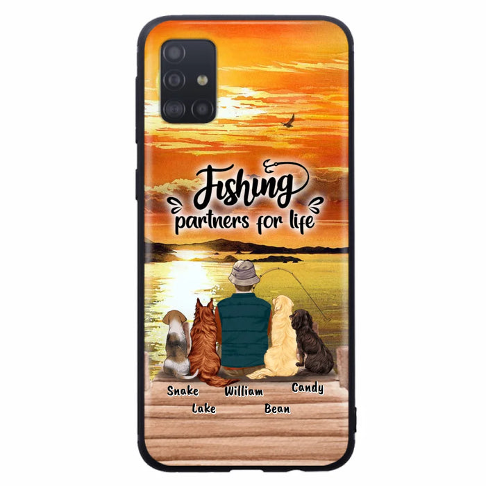 Custom Personalized Fishing Man Phone Case - Upto 4 Dogs - Phone Case For iPhone and Samsung - 4TC88X