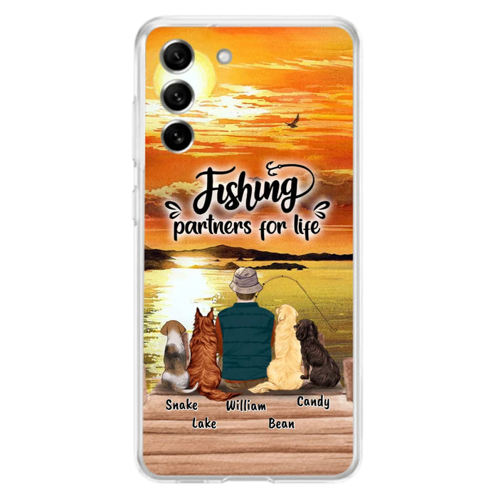 Custom Personalized Fishing Man Phone Case - Upto 4 Dogs - Phone Case For iPhone and Samsung - 4TC88X