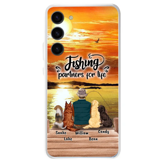 Custom Personalized Fishing Man Phone Case - Upto 4 Dogs - Phone Case For iPhone and Samsung - 4TC88X