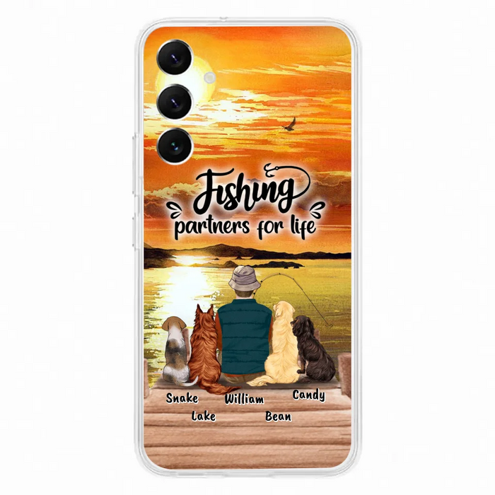 Custom Personalized Fishing Man Phone Case - Upto 4 Dogs - Phone Case For iPhone and Samsung - 4TC88X