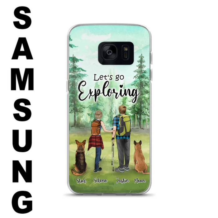 Custom Personalized Trekking Woods Couple With Dogs Phone Case - Couple With Upto 2 Pets - Case For iPhone and Samsung - 6CIAJ9