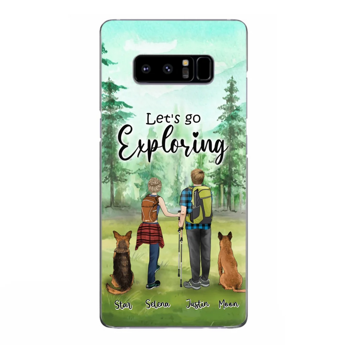 Custom Personalized Trekking Woods Couple With Dogs Phone Case - Couple With Upto 2 Pets - Case For iPhone and Samsung - 6CIAJ9