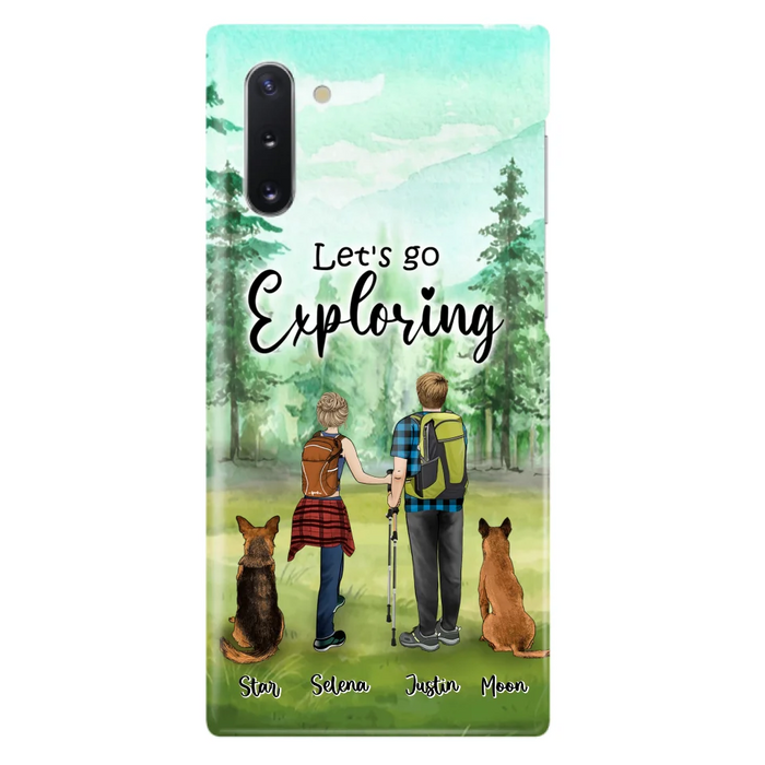 Custom Personalized Trekking Woods Couple With Dogs Phone Case - Couple With Upto 2 Pets - Case For iPhone and Samsung - 6CIAJ9