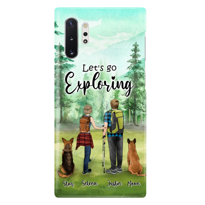 Custom Personalized Trekking Woods Couple With Dogs Phone Case - Couple With Upto 2 Pets - Case For iPhone and Samsung - 6CIAJ9