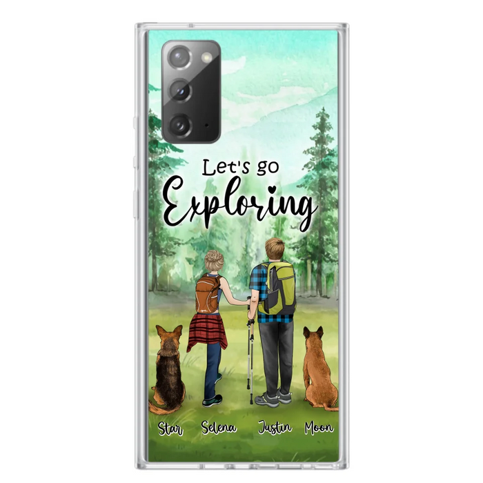 Custom Personalized Trekking Woods Couple With Dogs Phone Case - Couple With Upto 2 Pets - Case For iPhone and Samsung - 6CIAJ9