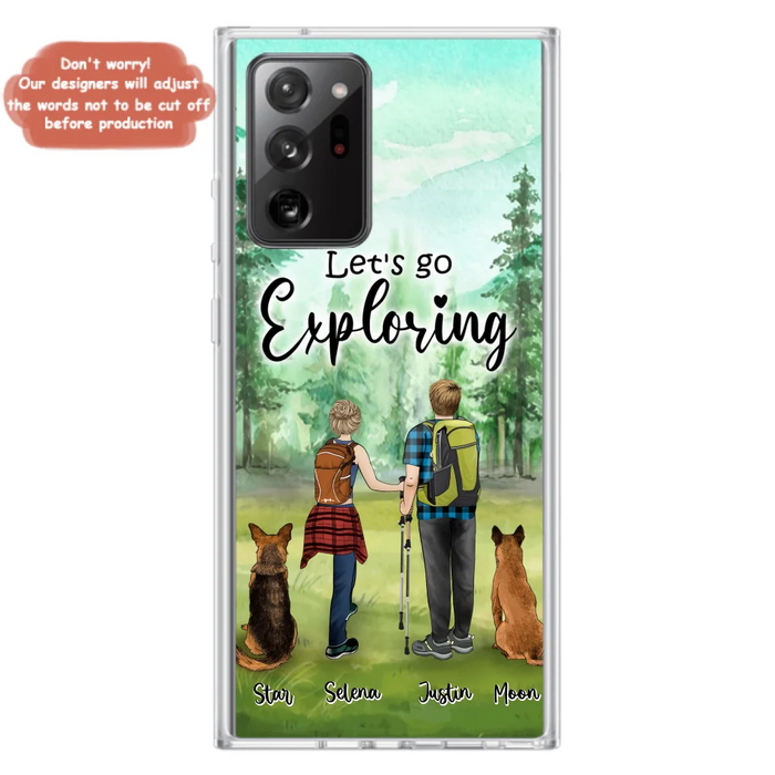 Custom Personalized Trekking Woods Couple With Dogs Phone Case - Couple With Upto 2 Pets - Case For iPhone and Samsung - 6CIAJ9