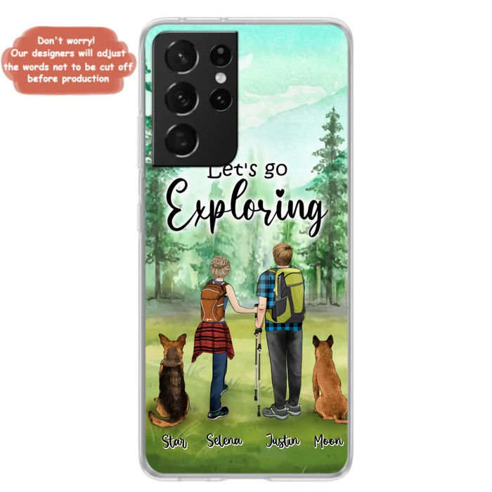 Custom Personalized Trekking Woods Couple With Dogs Phone Case - Couple With Upto 2 Pets - Case For iPhone and Samsung - 6CIAJ9