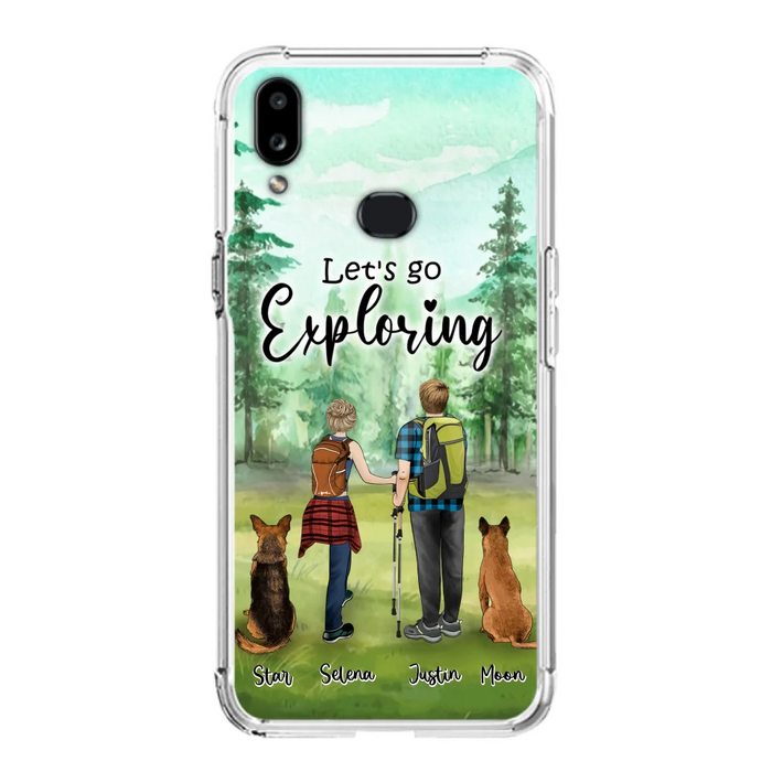 Custom Personalized Trekking Woods Couple With Dogs Phone Case - Couple With Upto 2 Pets - Case For iPhone and Samsung - 6CIAJ9