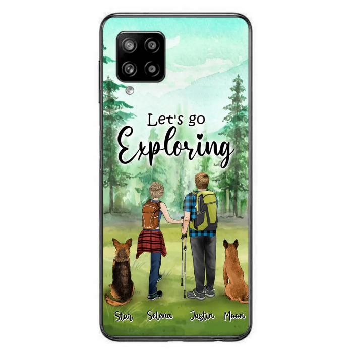 Custom Personalized Trekking Woods Couple With Dogs Phone Case - Couple With Upto 2 Pets - Case For iPhone and Samsung - 6CIAJ9