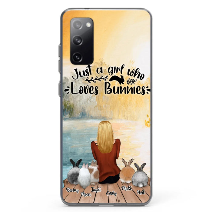 Custom Personalized Rabbit Mom Phone Case - Gifts For Rabbit Lovers With Upto 5 Rabbits - Just A Gril Who Loves Bunnies