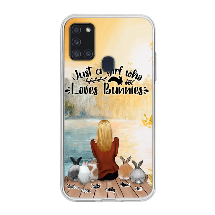 Custom Personalized Rabbit Mom Phone Case - Gifts For Rabbit Lovers With Upto 5 Rabbits - Just A Gril Who Loves Bunnies