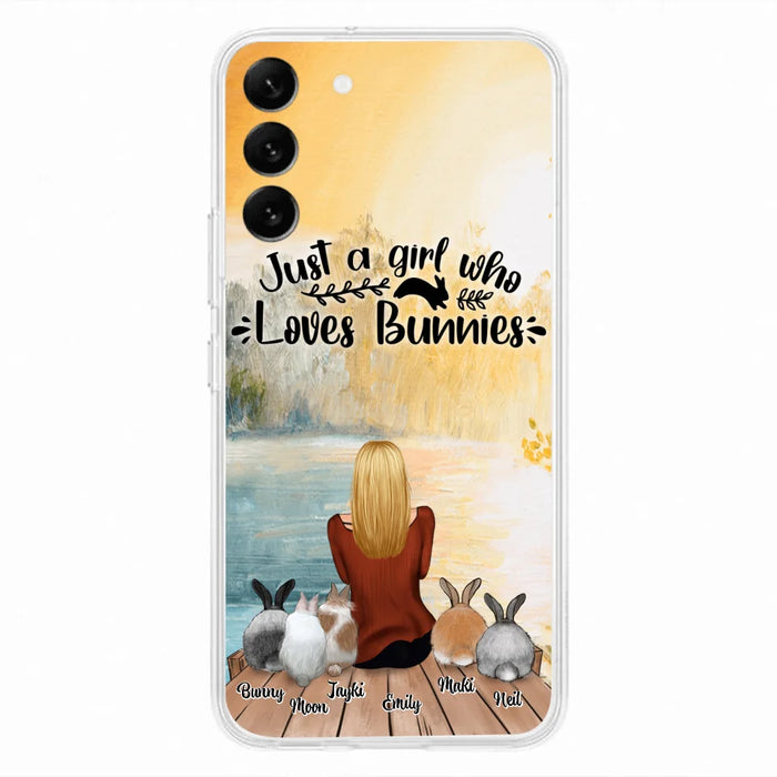 Custom Personalized Rabbit Mom Phone Case - Gifts For Rabbit Lovers With Upto 5 Rabbits - Just A Gril Who Loves Bunnies