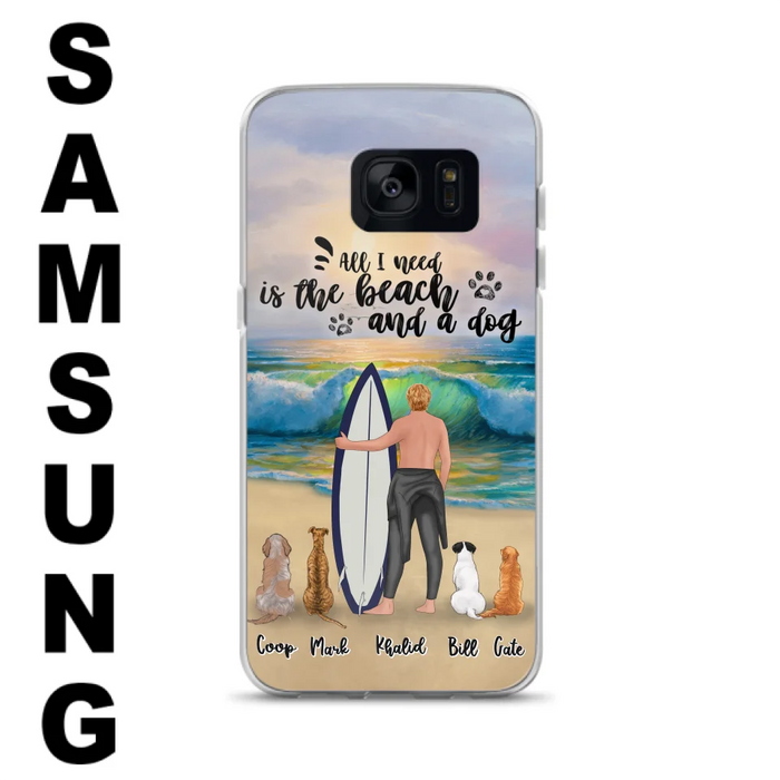 Custom Personalized Surfing Phone Case - Woman/Man With Upto 4 Pets  - Phone Case For iPhone and Samsung - To the Ocean I go - CCS180