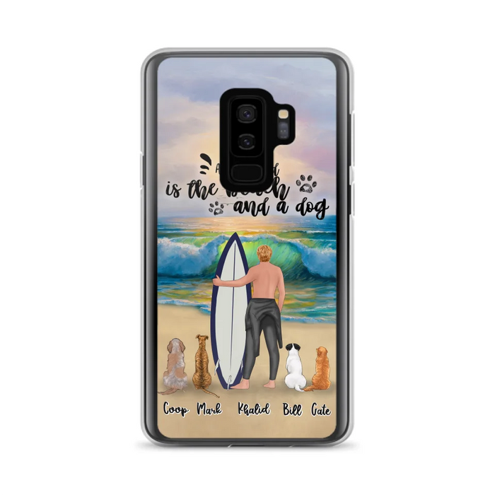 Custom Personalized Surfing Phone Case - Woman/Man With Upto 4 Pets  - Phone Case For iPhone and Samsung - To the Ocean I go - CCS180