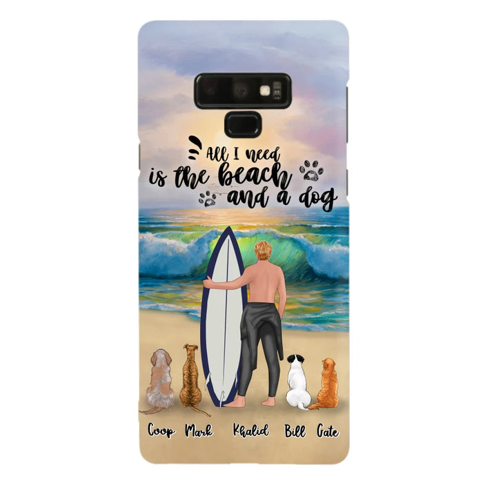 Custom Personalized Surfing Phone Case - Woman/Man With Upto 4 Pets  - Phone Case For iPhone and Samsung - To the Ocean I go - CCS180