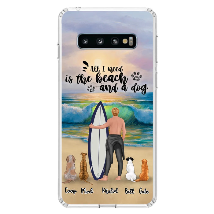 Custom Personalized Surfing Phone Case - Woman/Man With Upto 4 Pets  - Phone Case For iPhone and Samsung - To the Ocean I go - CCS180