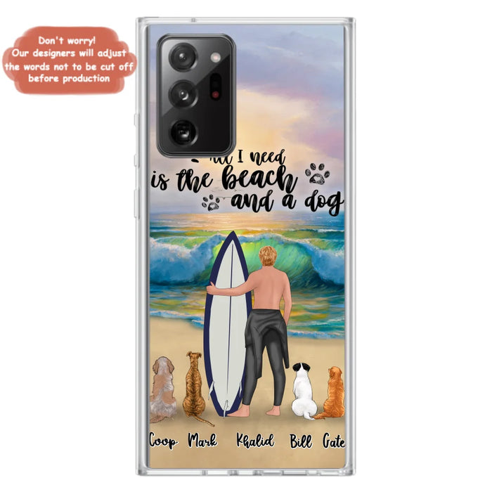 Custom Personalized Surfing Phone Case - Woman/Man With Upto 4 Pets  - Phone Case For iPhone and Samsung - To the Ocean I go - CCS180