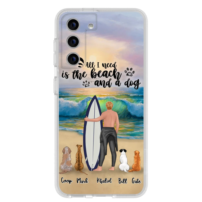 Custom Personalized Surfing Phone Case - Woman/Man With Upto 4 Pets  - Phone Case For iPhone and Samsung - To the Ocean I go - CCS180