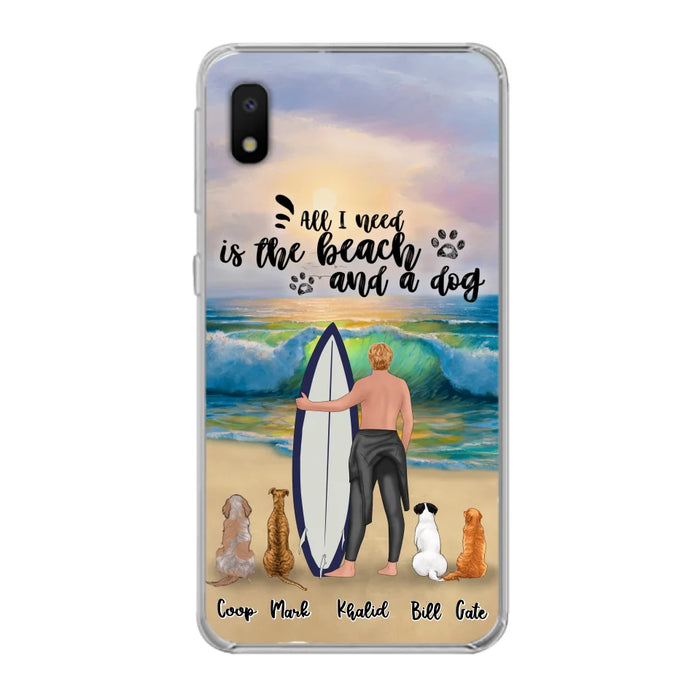 Custom Personalized Surfing Phone Case - Woman/Man With Upto 4 Pets  - Phone Case For iPhone and Samsung - To the Ocean I go - CCS180