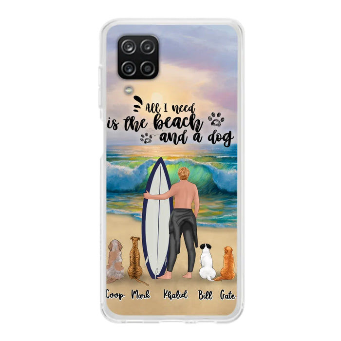 Custom Personalized Surfing Phone Case - Woman/Man With Upto 4 Pets  - Phone Case For iPhone and Samsung - To the Ocean I go - CCS180