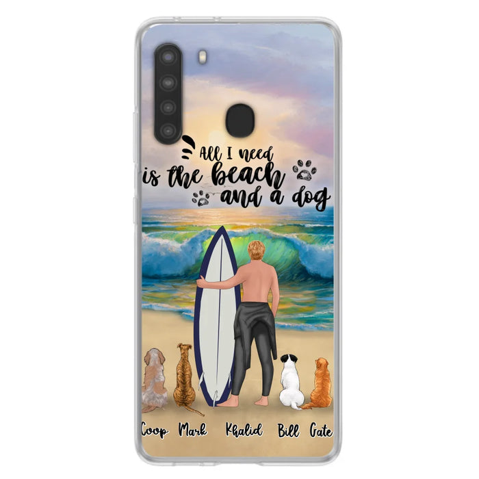 Custom Personalized Surfing Phone Case - Woman/Man With Upto 4 Pets  - Phone Case For iPhone and Samsung - To the Ocean I go - CCS180