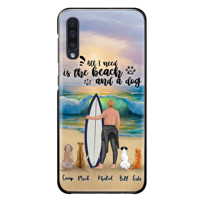 Custom Personalized Surfing Phone Case - Woman/Man With Upto 4 Pets  - Phone Case For iPhone and Samsung - To the Ocean I go - CCS180