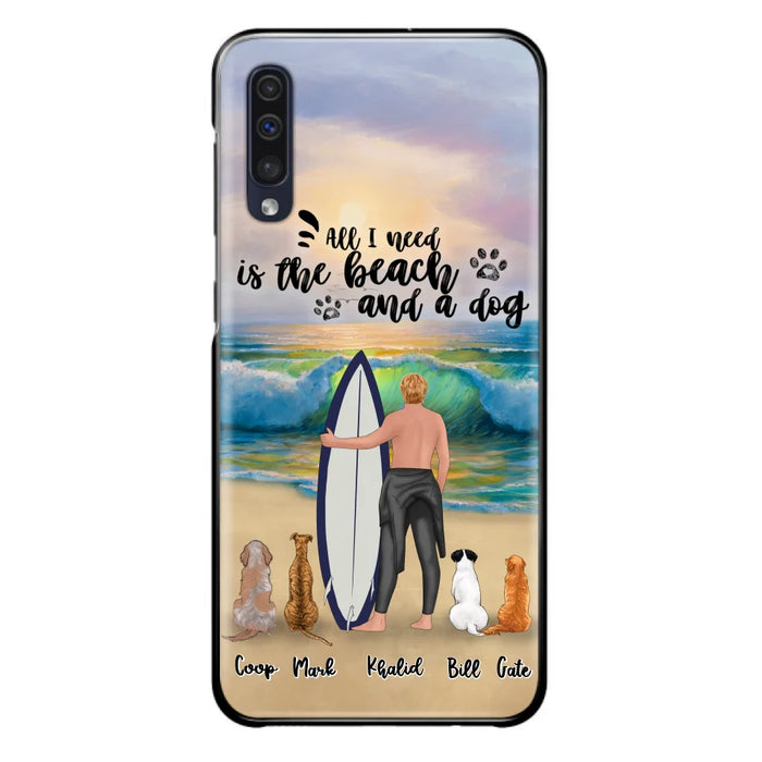 Custom Personalized Surfing Phone Case - Woman/Man With Upto 4 Pets  - Phone Case For iPhone and Samsung - To the Ocean I go - CCS180