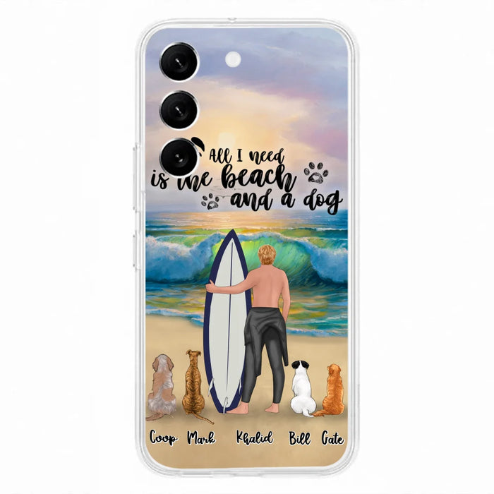 Custom Personalized Surfing Phone Case - Woman/Man With Upto 4 Pets  - Phone Case For iPhone and Samsung - To the Ocean I go - CCS180