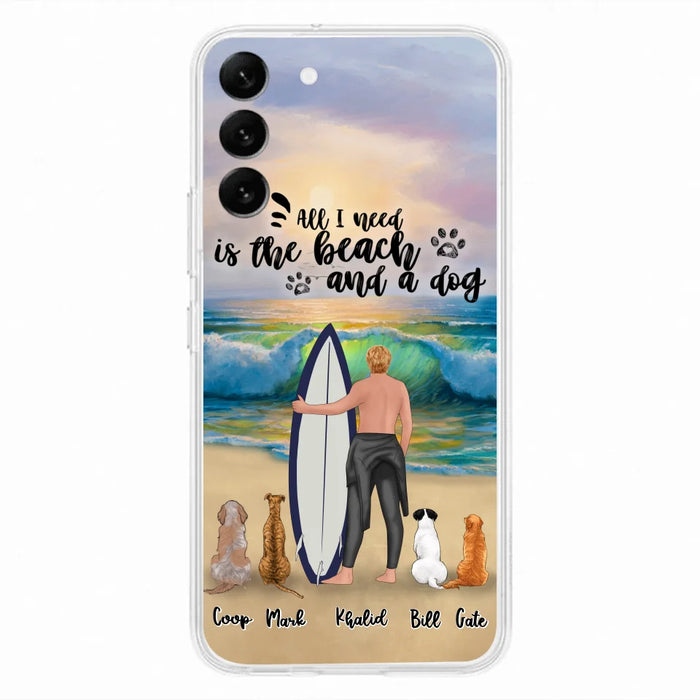 Custom Personalized Surfing Phone Case - Woman/Man With Upto 4 Pets  - Phone Case For iPhone and Samsung - To the Ocean I go - CCS180