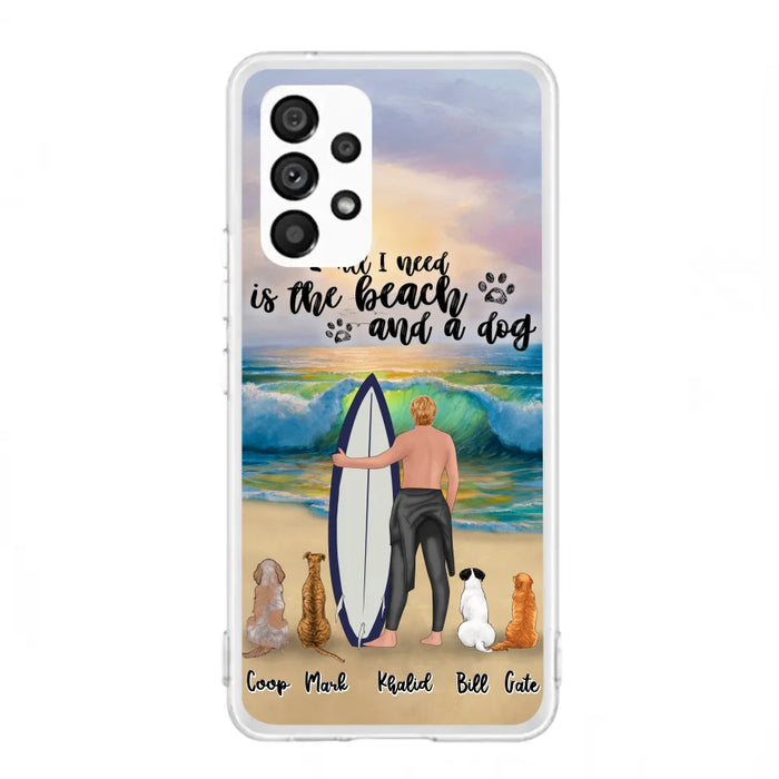 Custom Personalized Surfing Phone Case - Woman/Man With Upto 4 Pets  - Phone Case For iPhone and Samsung - To the Ocean I go - CCS180