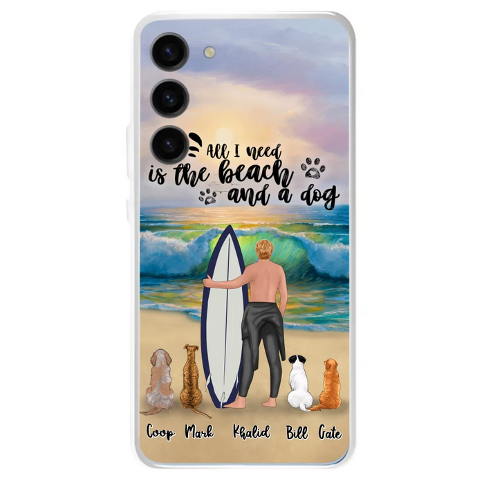 Custom Personalized Surfing Phone Case - Woman/Man With Upto 4 Pets  - Phone Case For iPhone and Samsung - To the Ocean I go - CCS180