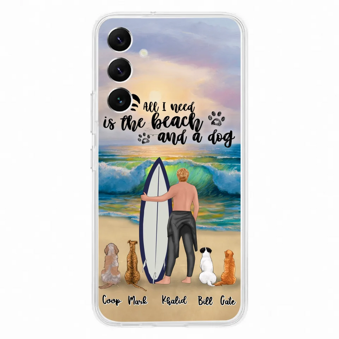 Custom Personalized Surfing Phone Case - Woman/Man With Upto 4 Pets  - Phone Case For iPhone and Samsung - To the Ocean I go - CCS180