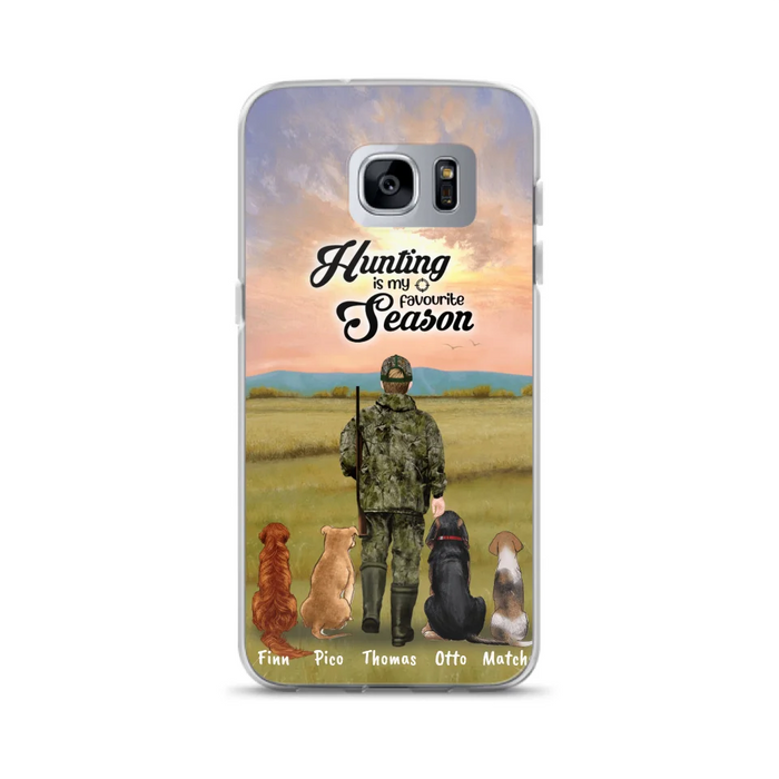 Custom Personalized Hunting Phone Case - Man/Woman With Upto 4 Dogs - Phone Case For iPhone And Samsung - 4168OK