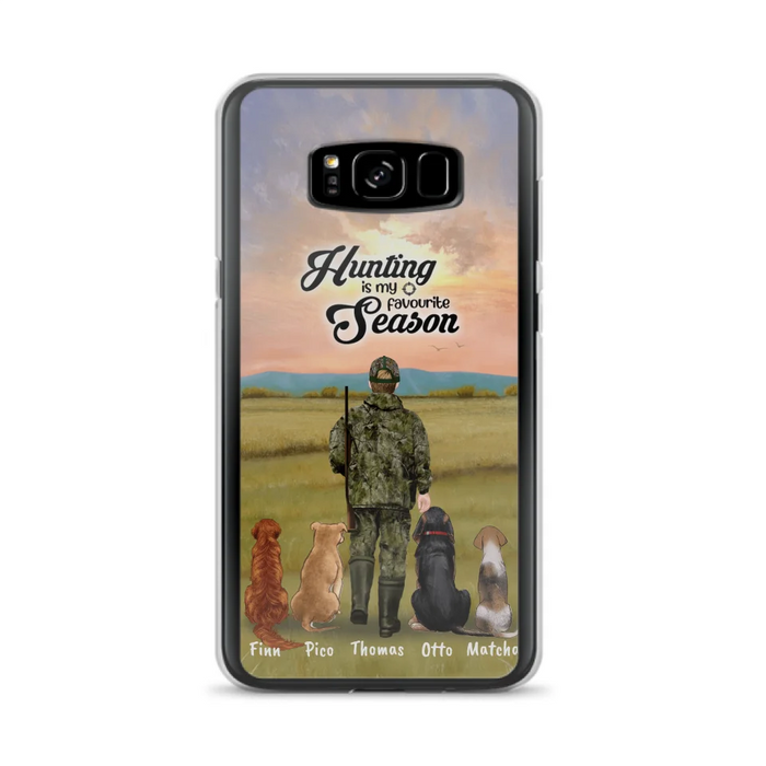 Custom Personalized Hunting Phone Case - Man/Woman With Upto 4 Dogs - Phone Case For iPhone And Samsung - 4168OK