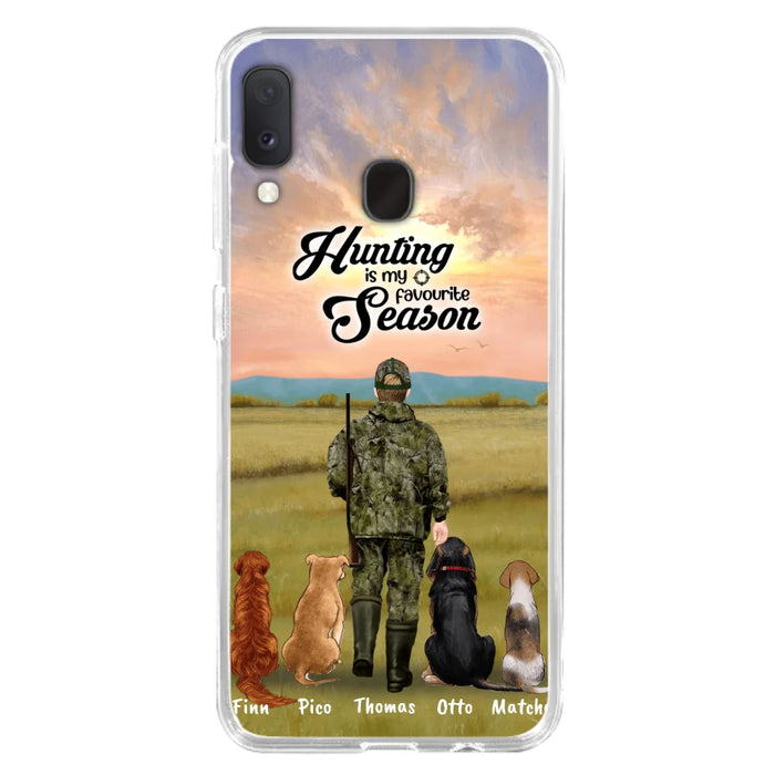 Custom Personalized Hunting Phone Case - Man/Woman With Upto 4 Dogs - Phone Case For iPhone And Samsung - 4168OK