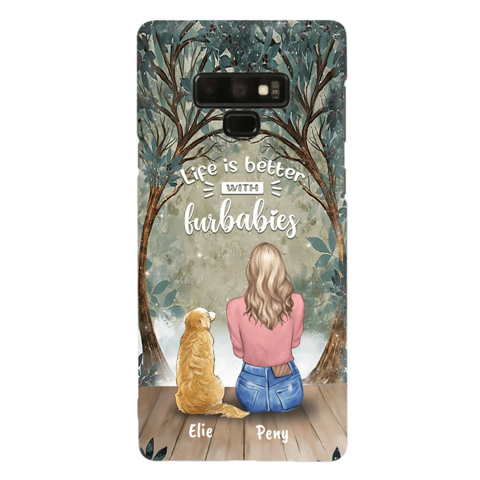 Custom Personalized Pet Mom Phone Case - Girl With Upto 5 Pets - Life Is Better With Furbabies -Phone Case For iPhone And Samsung