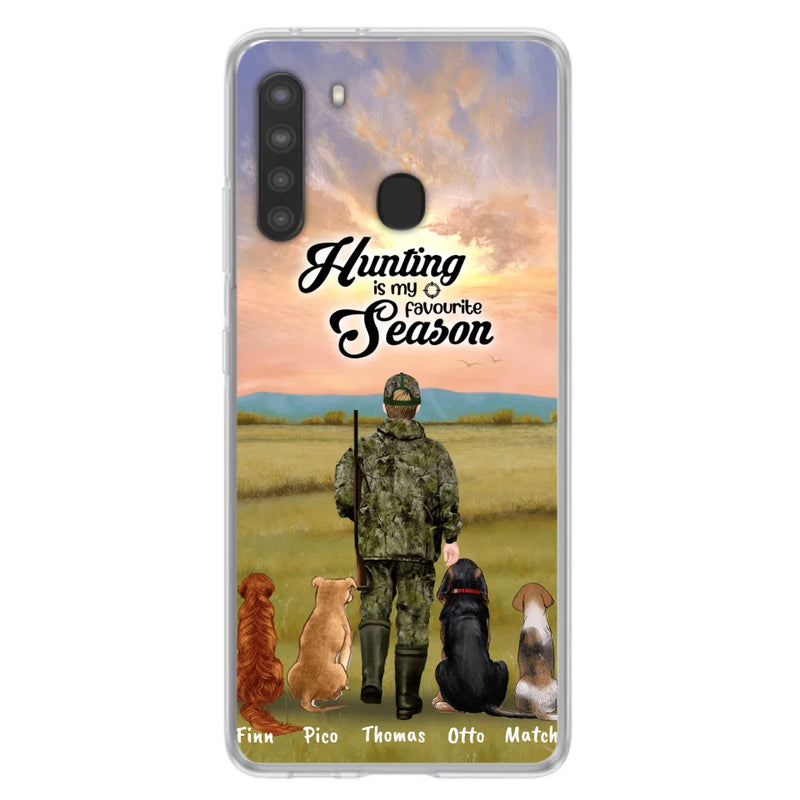 Personalized Hunting Phone Case - Man/Woman With Upto 4 Dogs - Phone Case For iPhone And Samsung - 4168OK