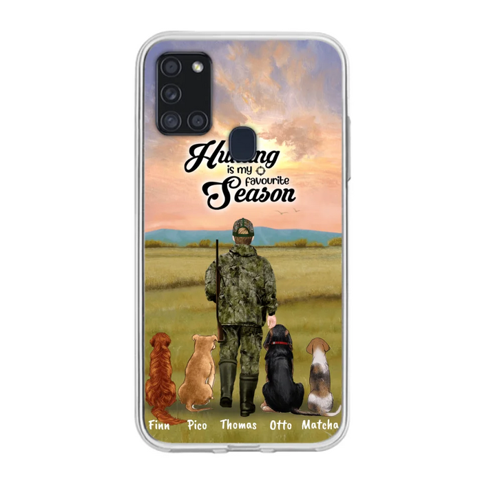 Custom Personalized Hunting Phone Case - Man/Woman With Upto 4 Dogs - Phone Case For iPhone And Samsung - 4168OK