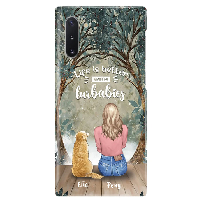 Custom Personalized Pet Mom Phone Case - Girl With Upto 5 Pets - Life Is Better With Furbabies -Phone Case For iPhone And Samsung