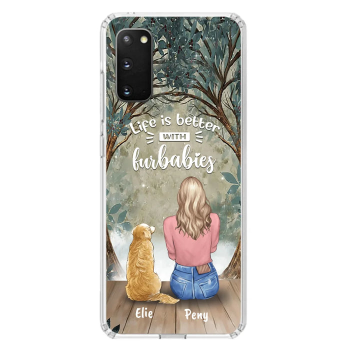 Custom Personalized Pet Mom Phone Case - Girl With Upto 5 Pets - Life Is Better With Furbabies -Phone Case For iPhone And Samsung