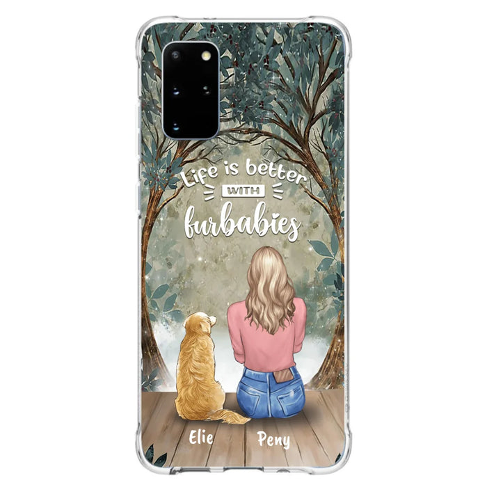 Custom Personalized Pet Mom Phone Case - Girl With Upto 5 Pets - Life Is Better With Furbabies -Phone Case For iPhone And Samsung