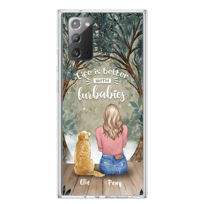 Custom Personalized Pet Mom Phone Case - Girl With Upto 5 Pets - Life Is Better With Furbabies -Phone Case For iPhone And Samsung