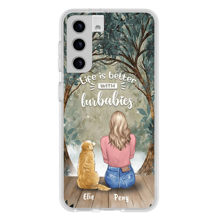 Custom Personalized Pet Mom Phone Case - Girl With Upto 5 Pets - Life Is Better With Furbabies -Phone Case For iPhone And Samsung